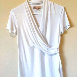 Philosophy White Wrap Front V-Neck Short Sleeve Top Size S